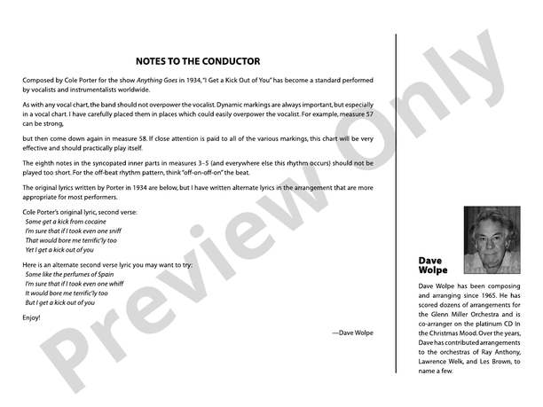 I Get a Kick Out of You (Grade 3.5) - Jazz Ensemble Conductor Score & Parts(Digital Download)