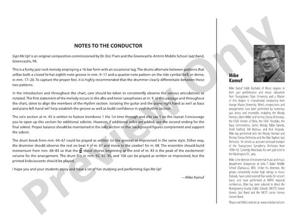 Sign Me Up! – Jazz Ensemble Conductor Score & Parts (Digital Download)