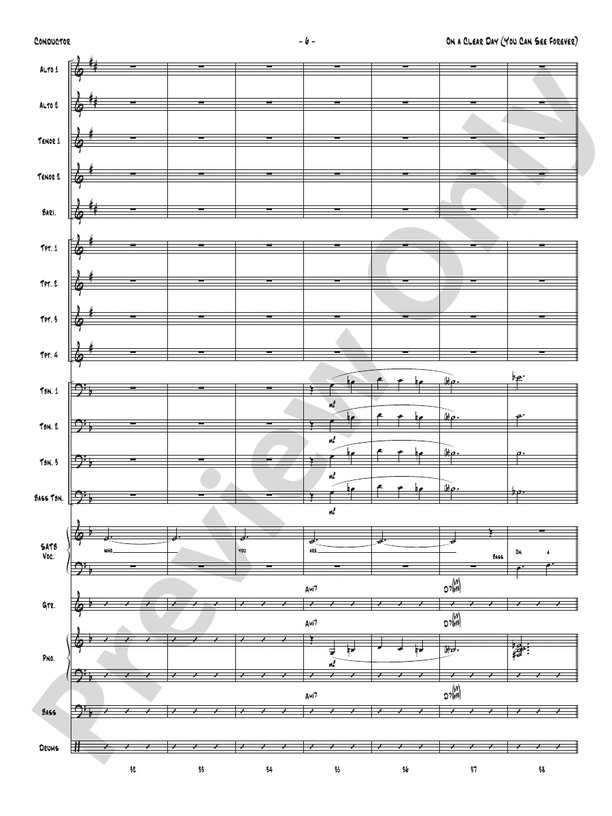 On a Clear Day (You Can See Forever) - Jazz Ensemble Conductor Score & Parts(Digital Download)