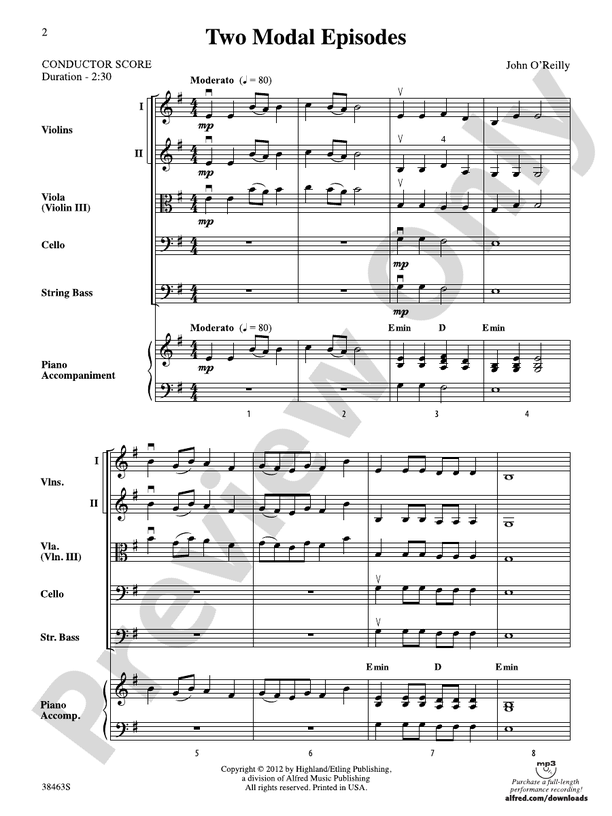 Two Modal Episodes – String Orchestra Conductor Score & Parts (Digital Download)