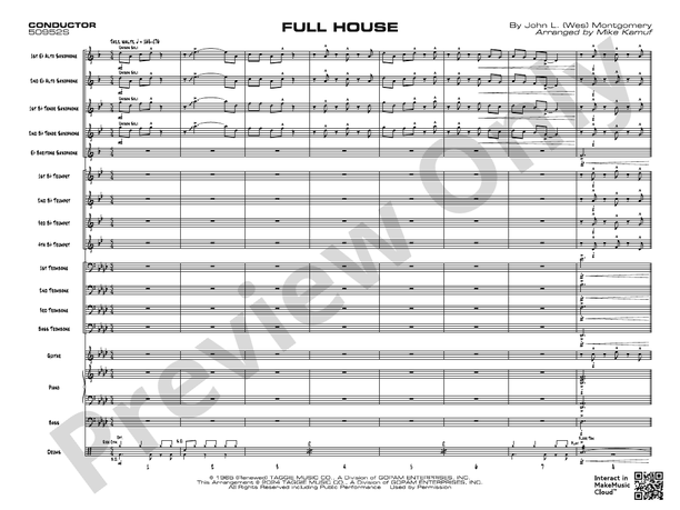 Full House – Jazz Ensemble Conductor Score & Parts (Digital Download)