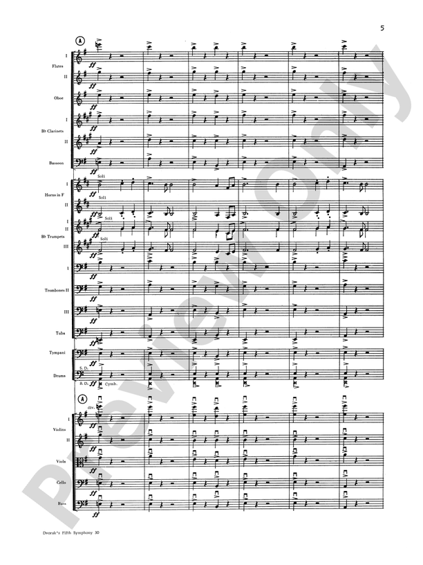 Dvorák's 5th Symphony ("New World," 4th Movement) – Full Orchestra Conductor Score & Parts (Digital Download)