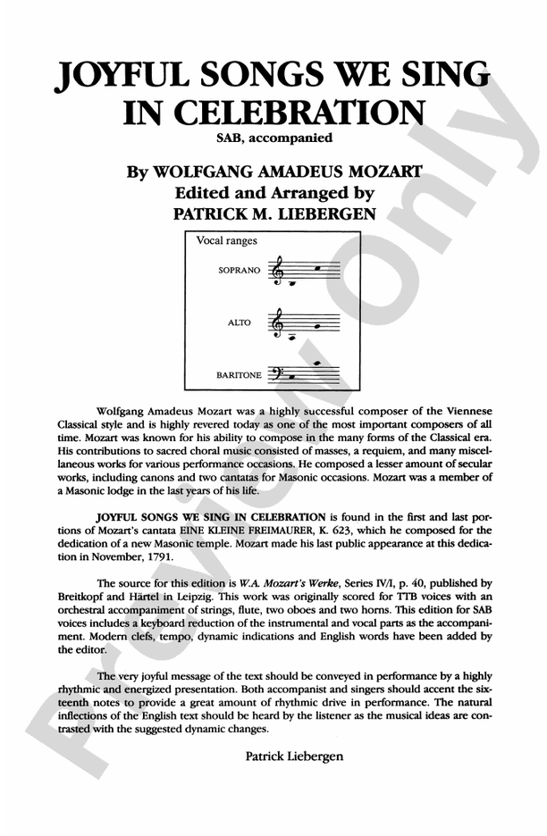 Joyful Songs We Sing in Celebration – 3 Part Mixed Choral Octavo (Digital Download)