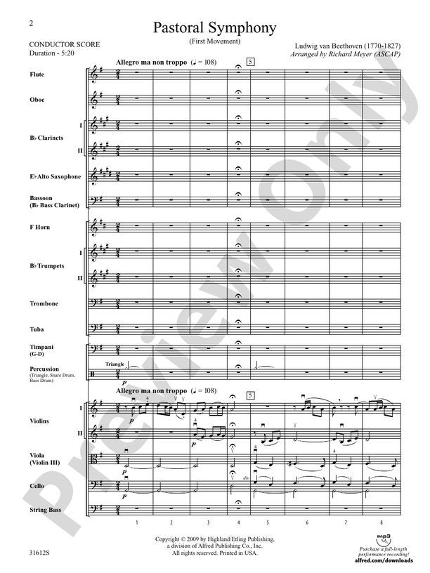 Pastoral Symphony (First Movement) – Full Orchestra Conductor Score & Parts (Digital Download)