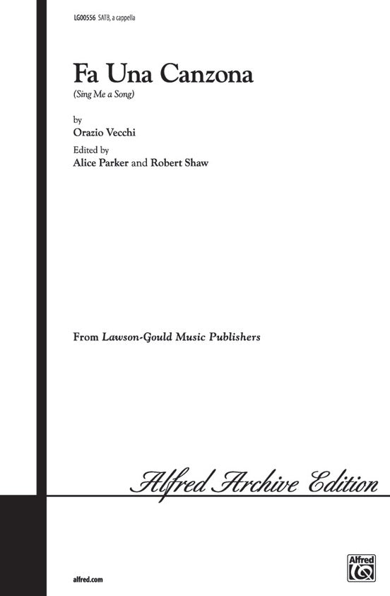 Fa Una Canzona (Sing Me a Song) – SATB Choral Octavo (Digital Download)