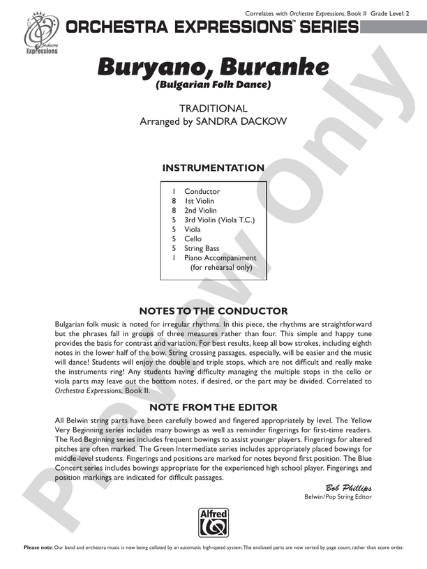 Buryano, Buranke – String Orchestra Conductor Score & Parts (Digital Download)