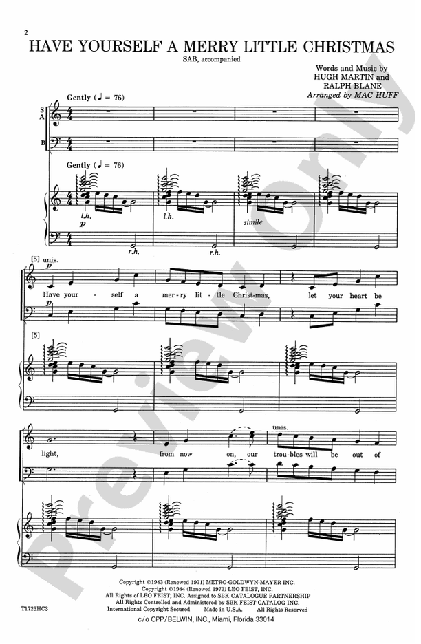 Have Yourself a Merry Little Christmas – SAB Choral Octavo (Digital Download)