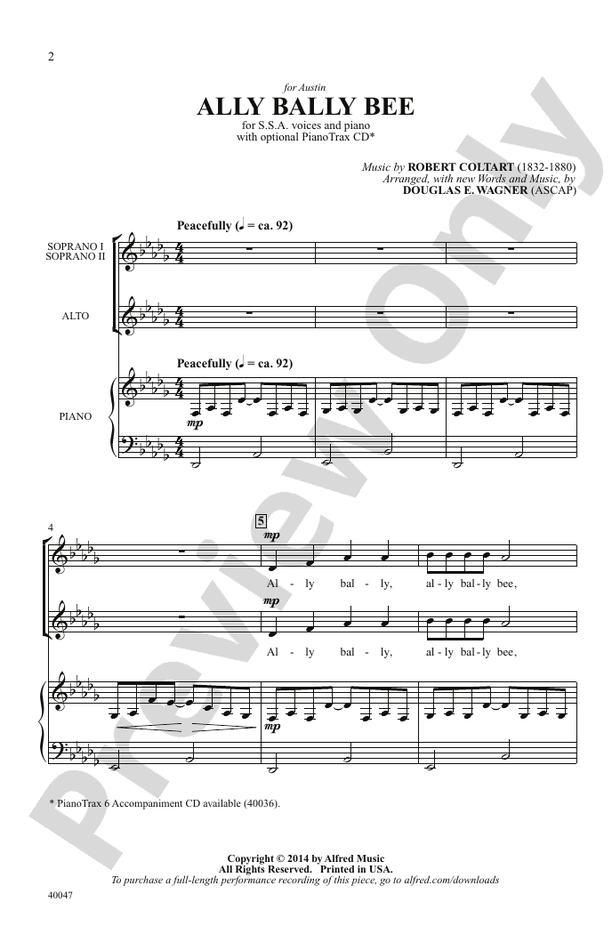 Ally Bally Bee - SSA Choral Octavo (Digital Download)