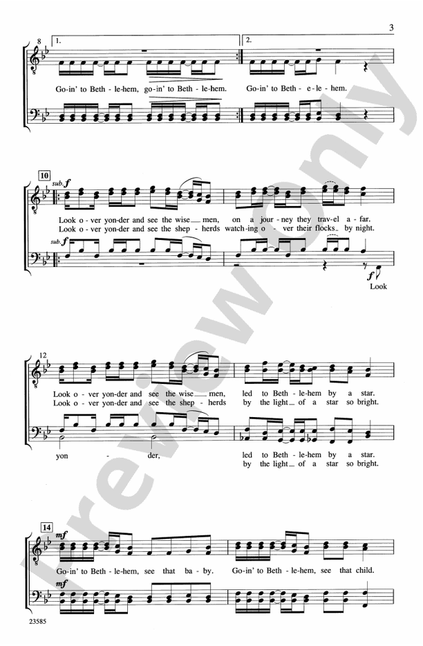 Goin' to Bethlehem – TTBB, a cappella Choral Octavo (Digital Download)