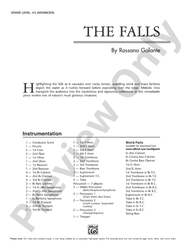 The Falls - Concert Band Conductor Score & Parts (Digital Download)