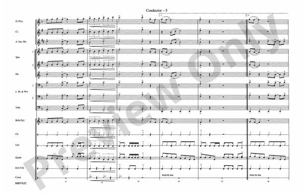 Eye of the Tiger (Arr. Doug Adams) – Marching Band Conductor Score & Parts (Digital Download)