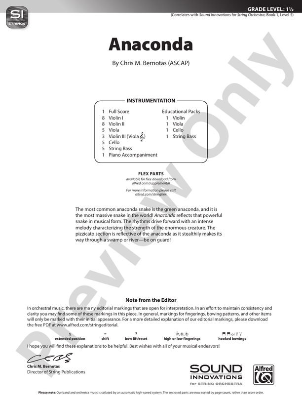 Anaconda - String Orchestra Conductor Score & Parts (Digital Download)