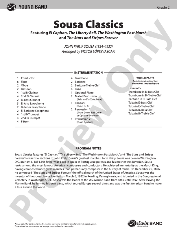 Sousa Classics - Concert Band Conductor Score & Parts (Digital Download)