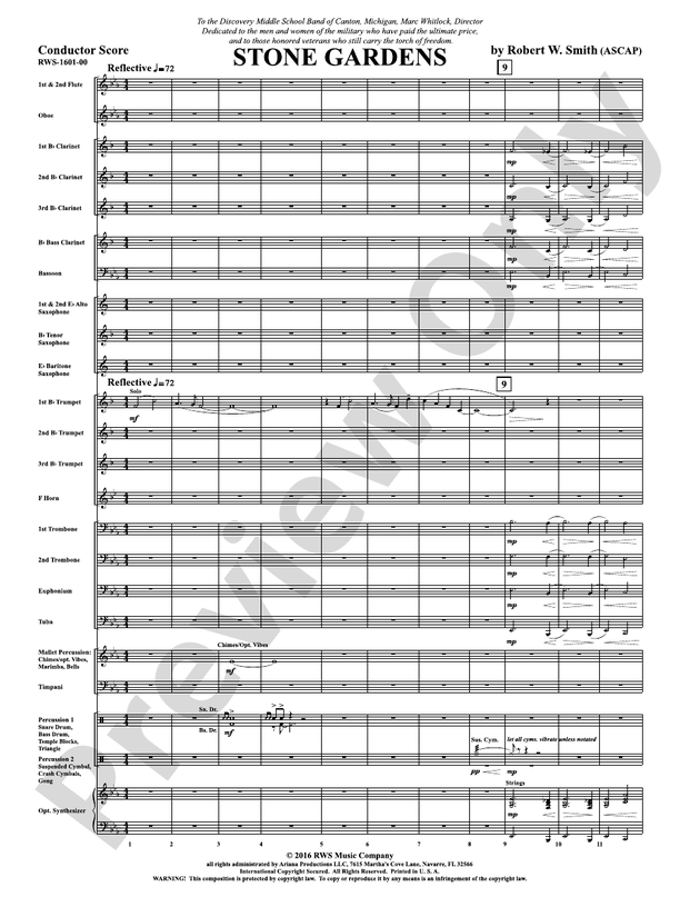 Stone Gardens - Concert Band Conductor Score & Parts (Digital Download)