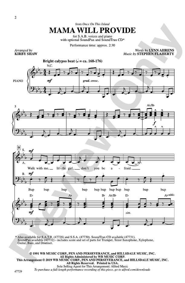 Mama Will Provide – SAB Choral Octavo (Digital Download)