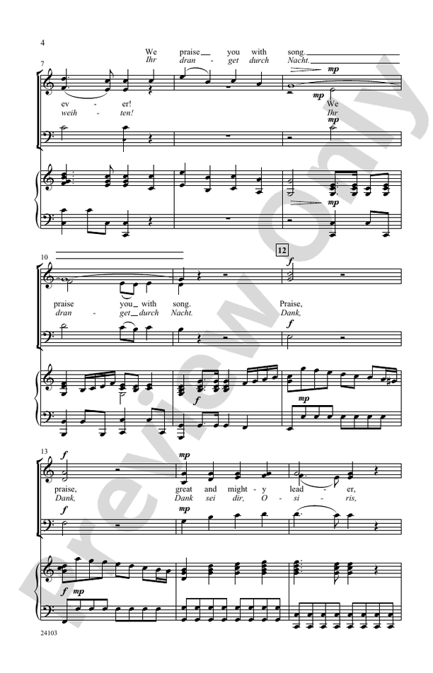 Hail to Thee (from Die Zauberflote) – SAB Choral Octavo (Digital Download)