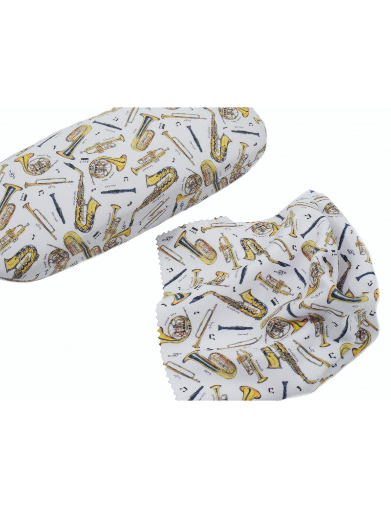 Glasses case and Cloth White with Brass Music Instruments