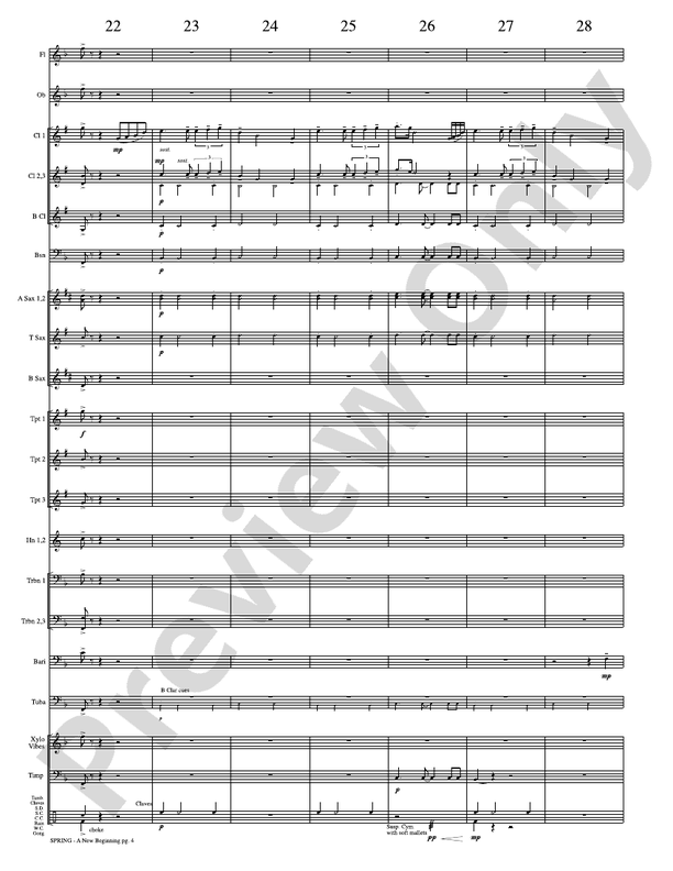 Spring (A New Beginning) - Concert Band Conductor Score & Parts (Digital Download)