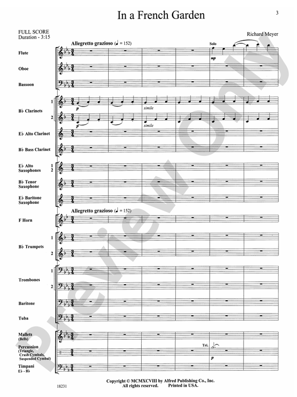 In a Gentle Rain - Concert Band Conductor Score & Parts (Digital Download)