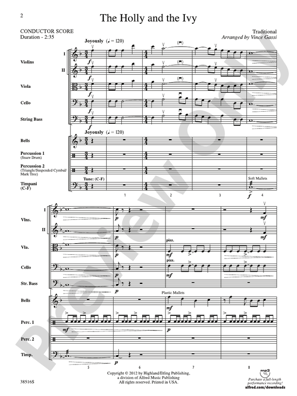 The Holly and the Ivy (Grade 3) – String Orchestra Conductor Score & Parts (Digital Download)