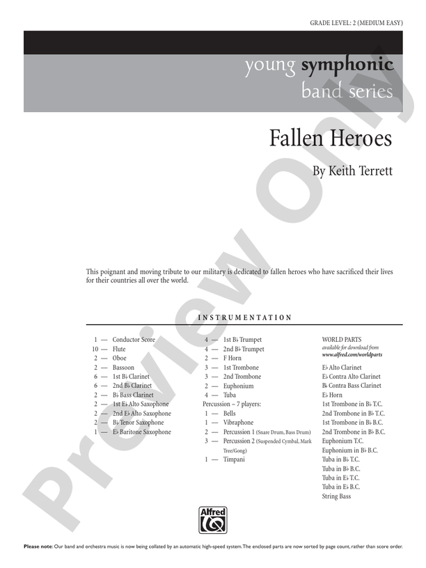 Fallen Heroes - Concert Band Conductor Score & Parts (Digital Download)
