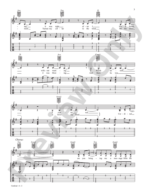 Cardinal (From the studio album 'Deeper Well') - Guitar (Digital Download)