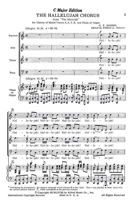 Hallelujah Chorus in C Major – SATB Choral Octavo (Digital Download)