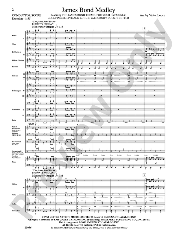 James Bond Medley – Full Orchestra Conductor Score & Parts (Digital Download)