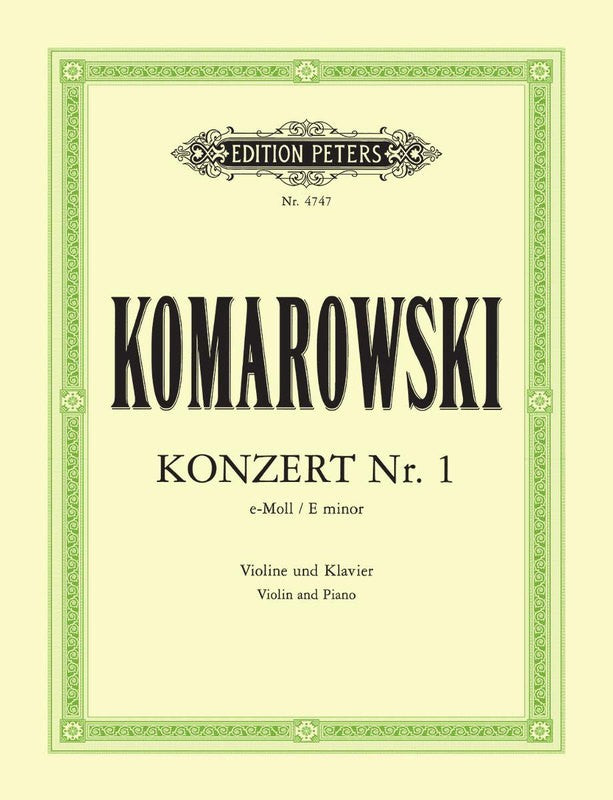 Komarowski - Concerto #1 in Emin - Violin/Piano Accompaniment Peters EP4747