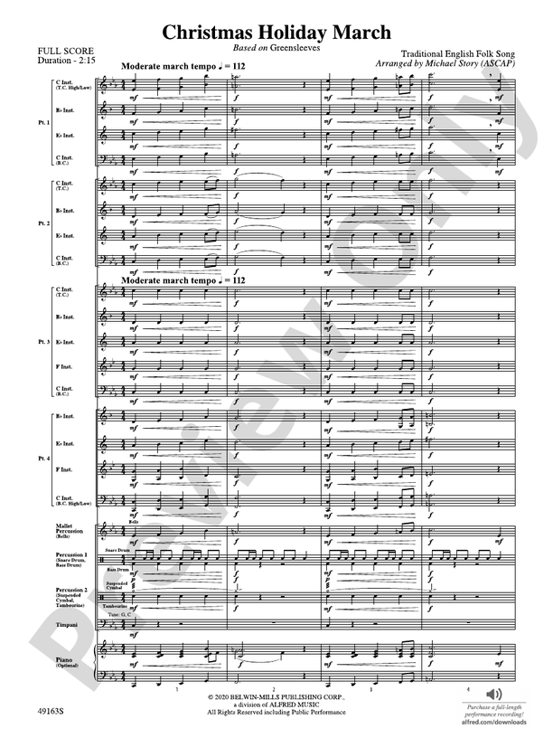 Christmas Holiday March (Flexible Arrangement) - Concert Band Conductor Score & Parts (Digital Download)