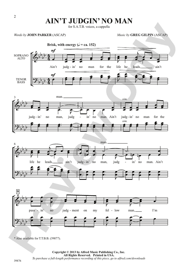 Ain't Judgin' No Man - SATB, a cappella Choral Octavo (Digital Download)