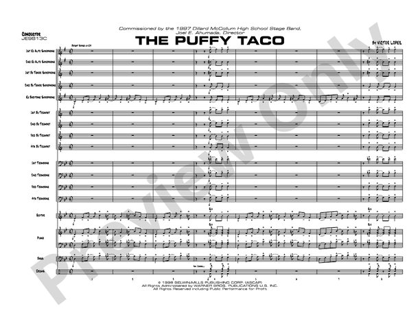 Puffy Taco - Jazz Ensemble Conductor Score & Parts (Digital Download)
