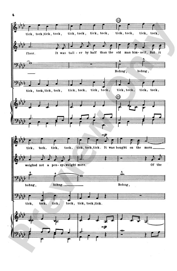 Grandfather's Clock – TTBB Choral Octavo (Digital Download)