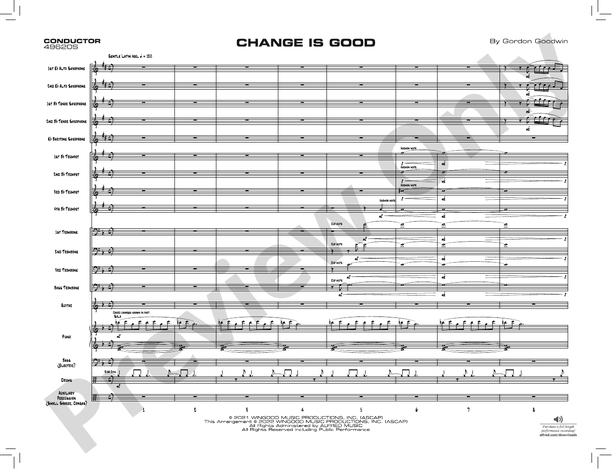Change Is Good – Jazz Ensemble Conductor Score & Parts (Digital Download)