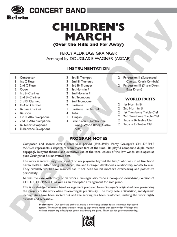 Children's March - Concert Band Conductor Score & Parts (Digital Download)
