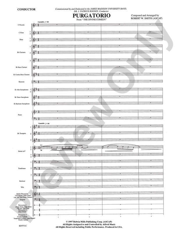 Purgatorio (from The Divine Comedy) - Concert Band Conductor Score & Parts (Digital Download)
