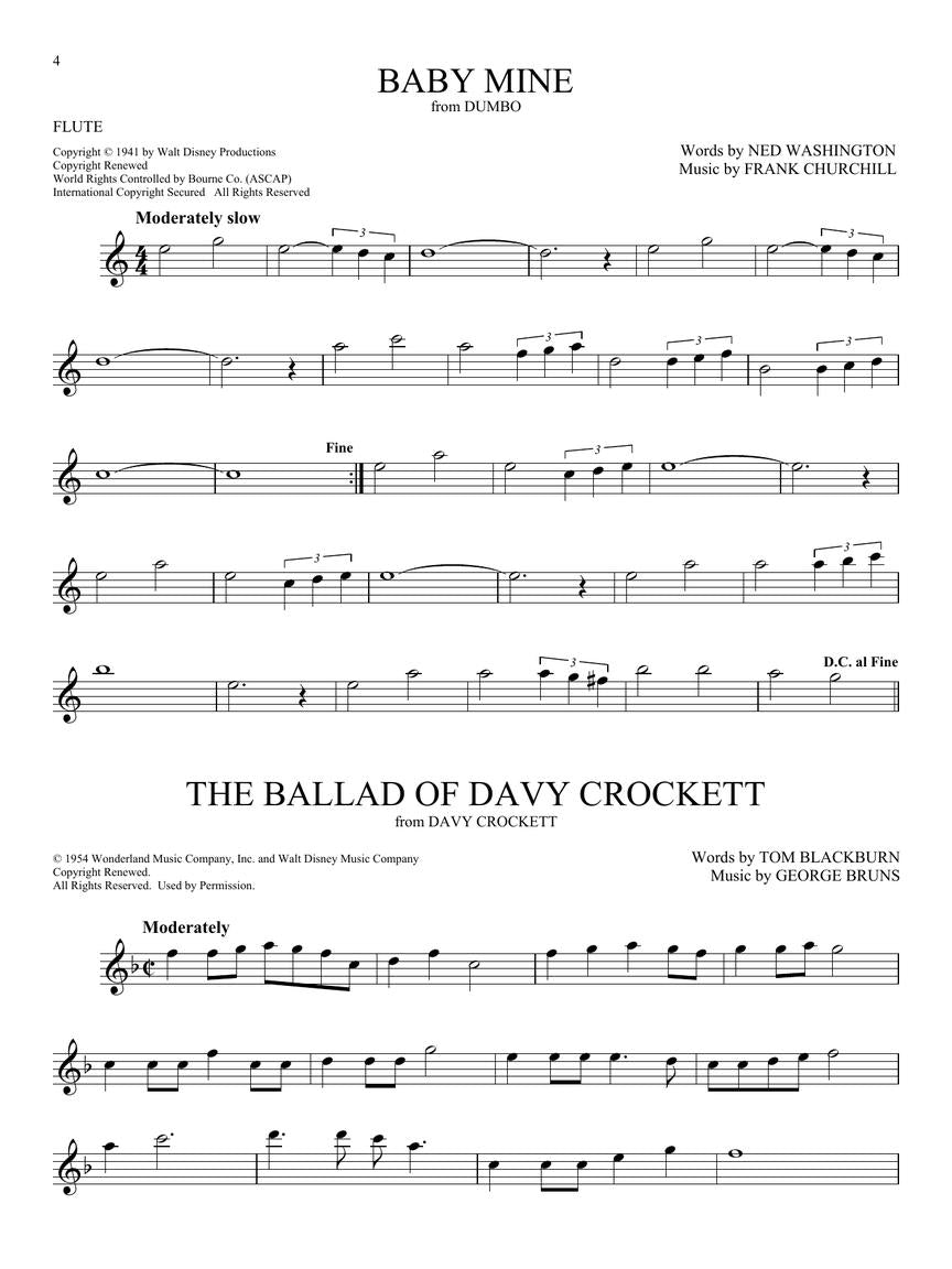 101 Disney Songs - Flute Solo - Hal Leonard 244104