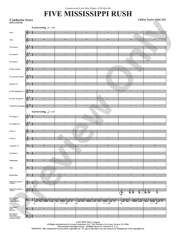 Five Mississippi Rush - Concert Band Conductor Score & Parts (Digital Download)