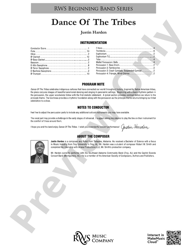 Dance of the Tribes - Concert Band Conductor Score & Parts (Digital Download)