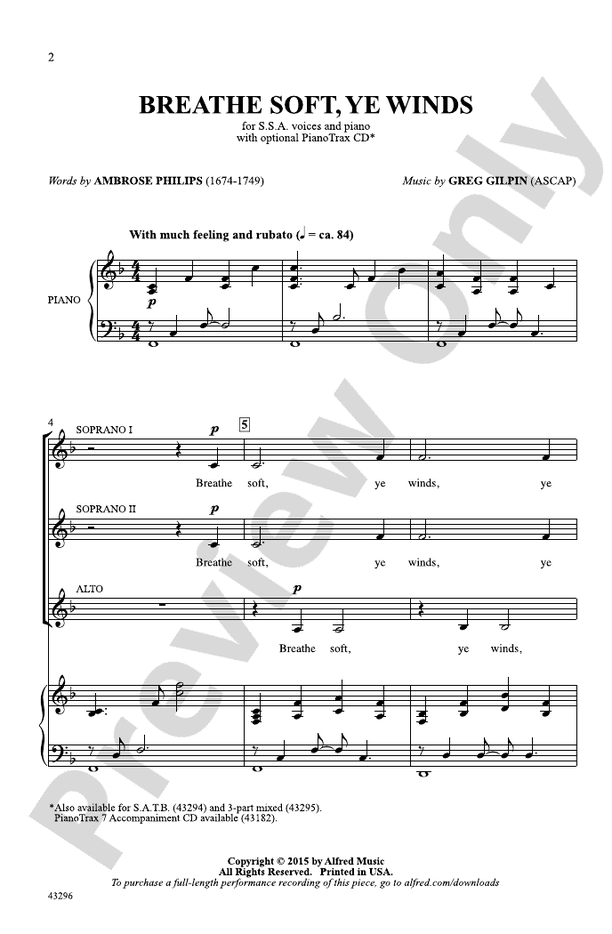 Breathe Soft, Ye Winds – SSA Choral Octavo (Digital Download)