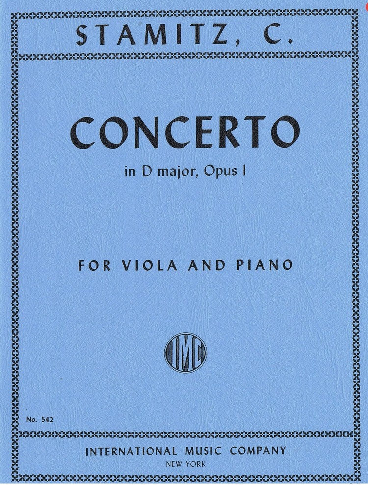 Stamiz C - Concerto #4 in Dmaj Op1 - Viola/Piano Accompaniment IMC IMC0542