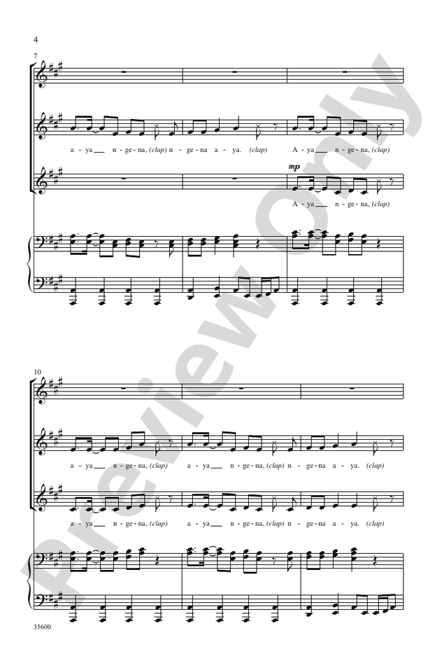 Aya Ngena – SSA Choral Octavo (Digital Download)