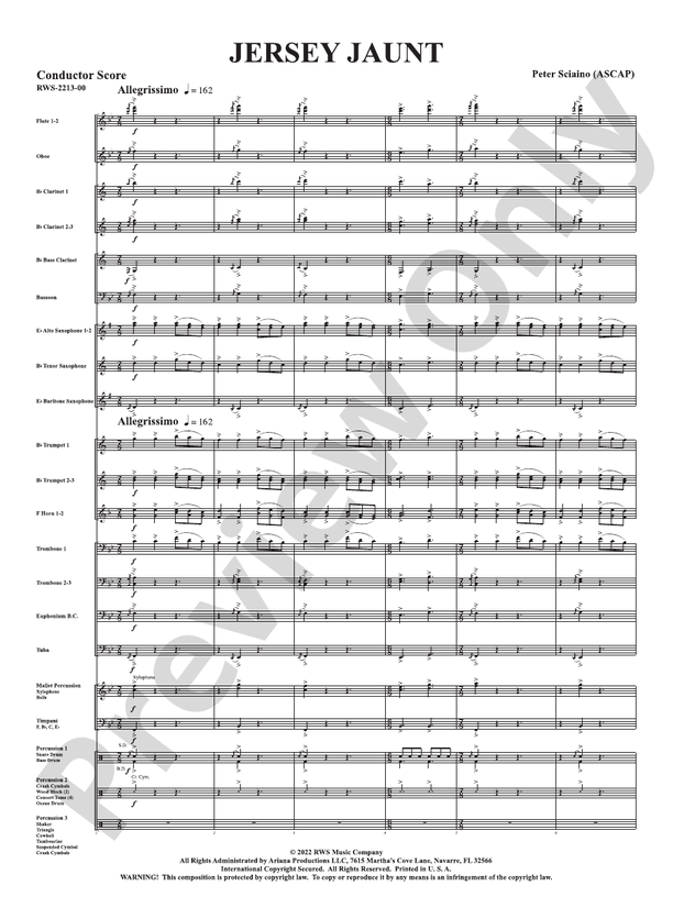 Jersey Jaunt - Concert Band Conductor Score & Parts (Digital Download)