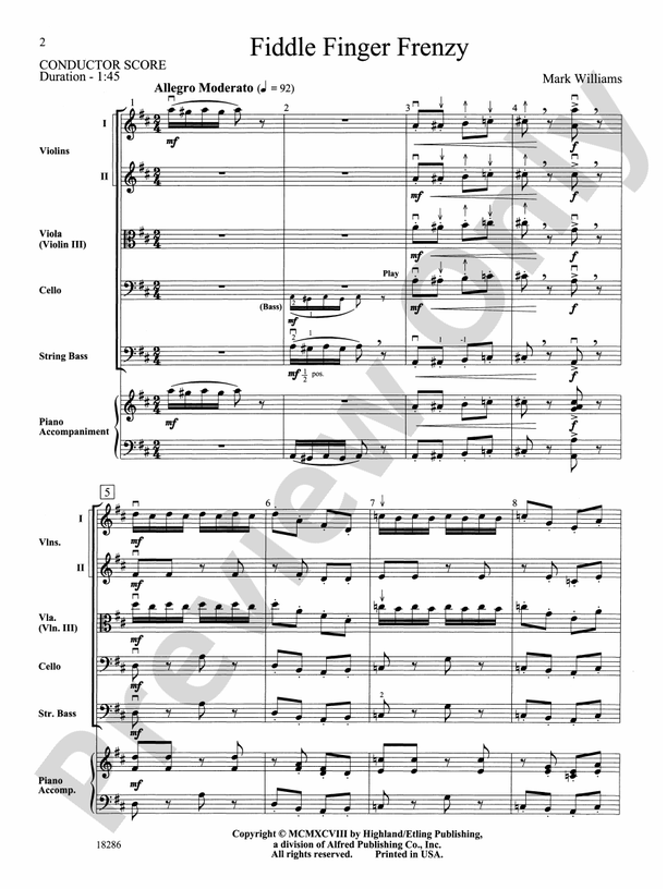 Fiddle Finger Frenzy – String Orchestra Conductor Score & Parts (Digital Download)