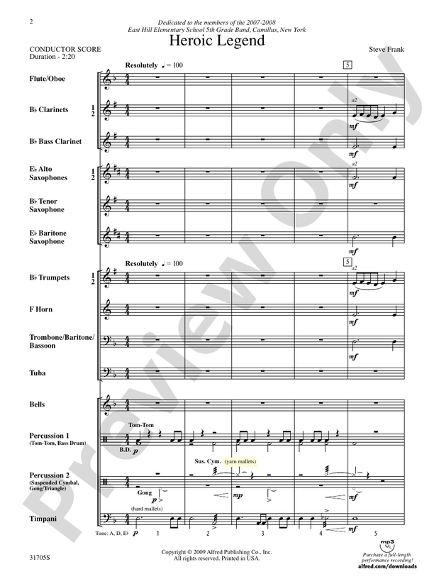 Heroic Legend - Concert Band Conductor Score & Parts (Digital Download)