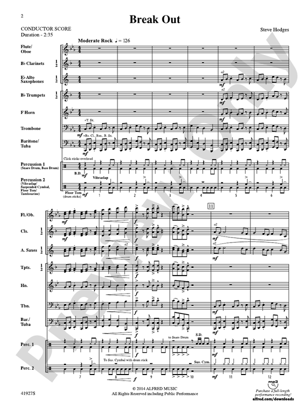 Break Out - Concert Band Conductor Score & Parts (Digital Download)