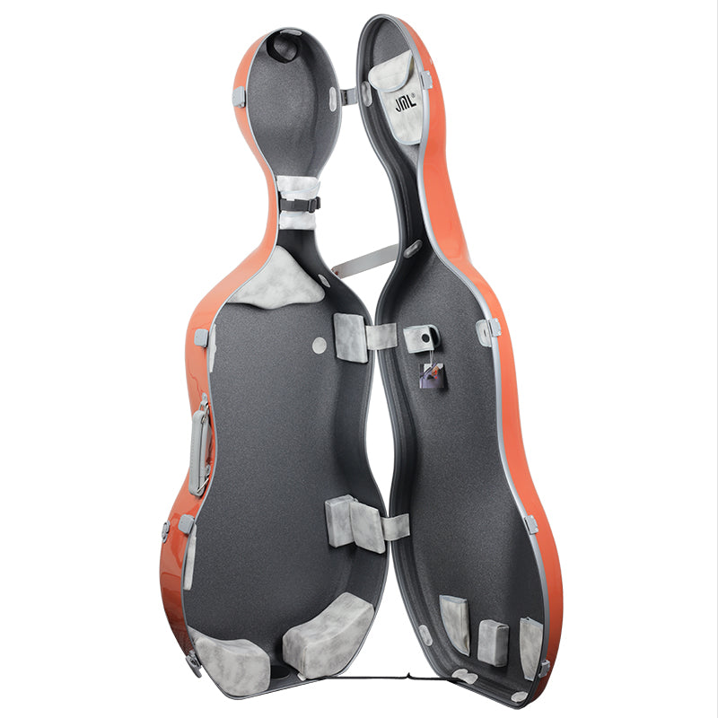 JML CL-6 Carbon Luxe 2.9 Cello Case Flora Orange 4/4