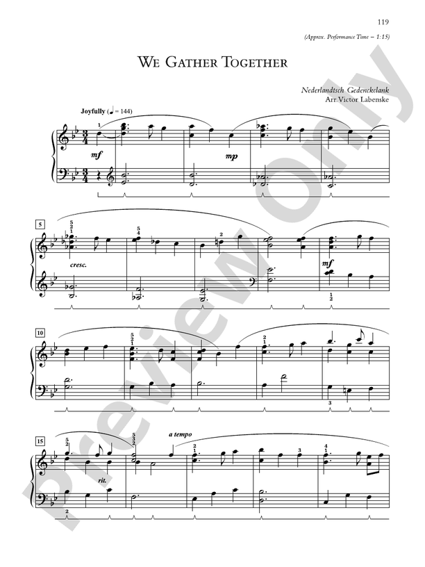 We Gather Together - Piano Solo (Digital Download)