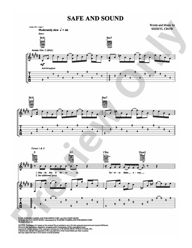Safe and Sound - Guitar TAB (Digital Download)