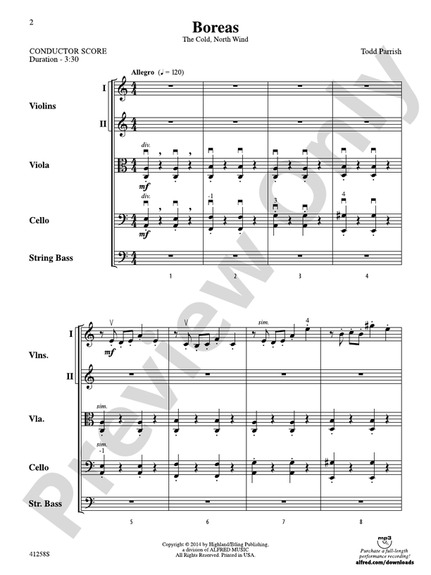 Boreas – String Orchestra Conductor Score & Parts (Digital Download)